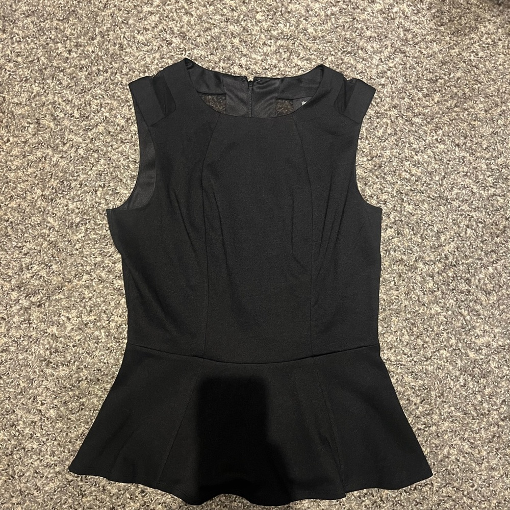 Black Mesh Cutoff Top